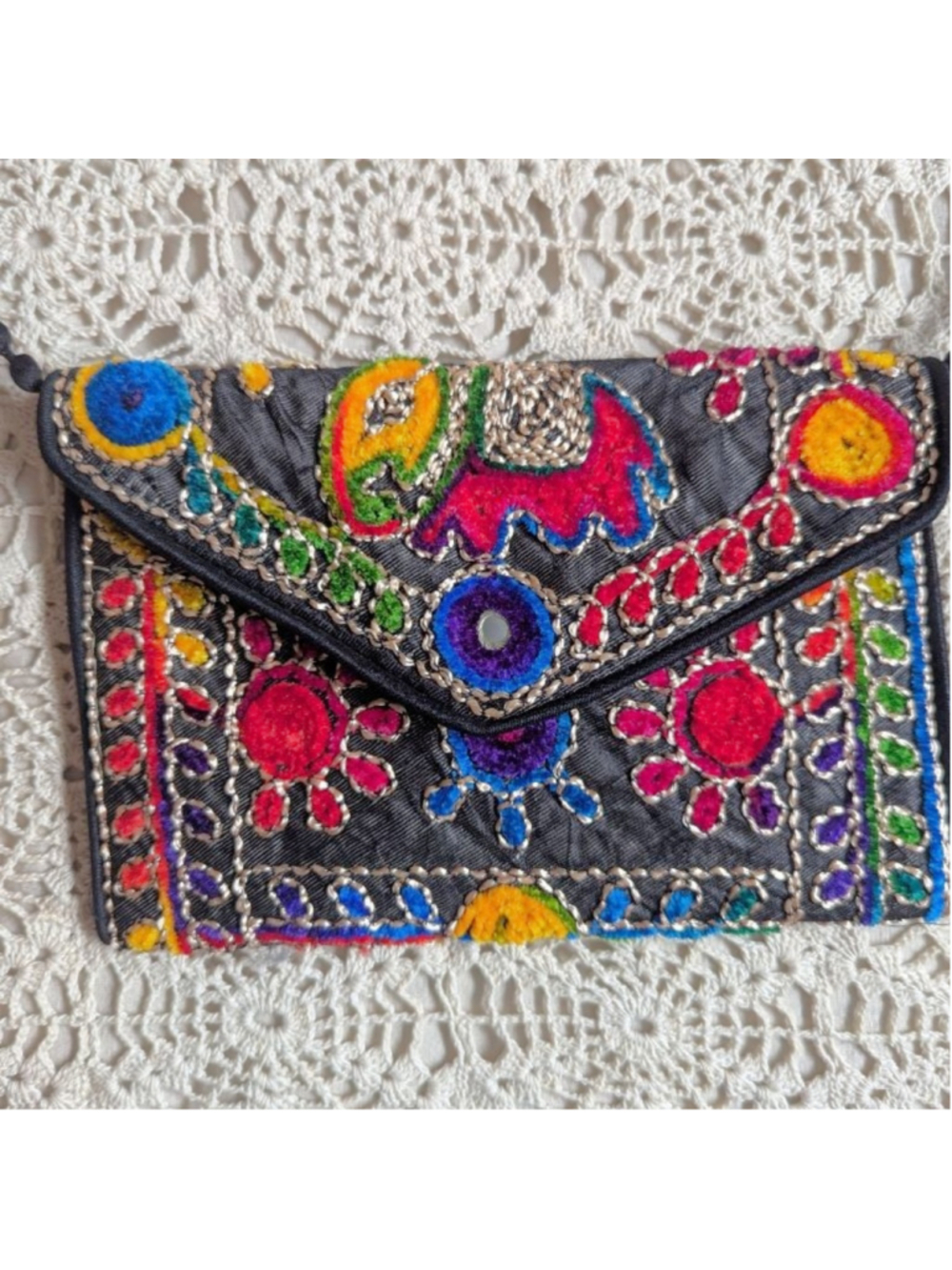 Boho Rajasthani Embroidered Clutch / Sling Bag - Picture 2 of 9